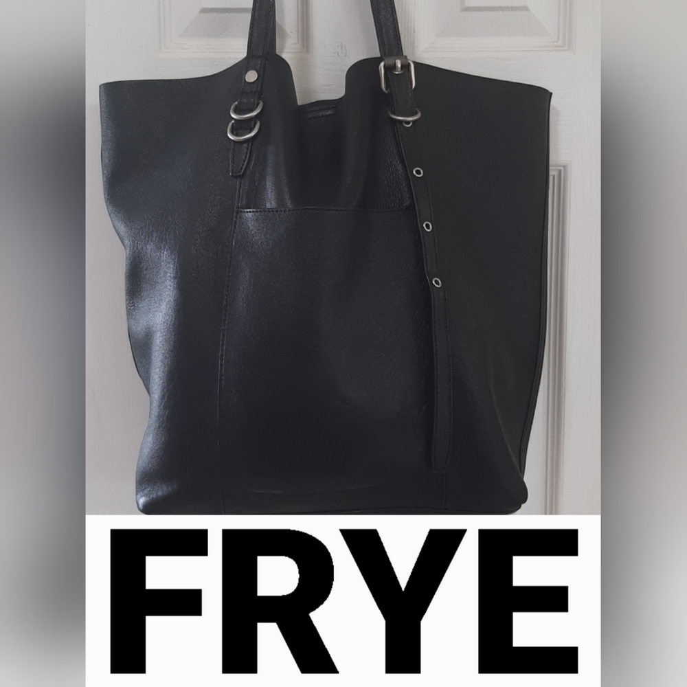 Frye black leather tote shoulder purse large bag Gia Simple tote EUC retail $348
